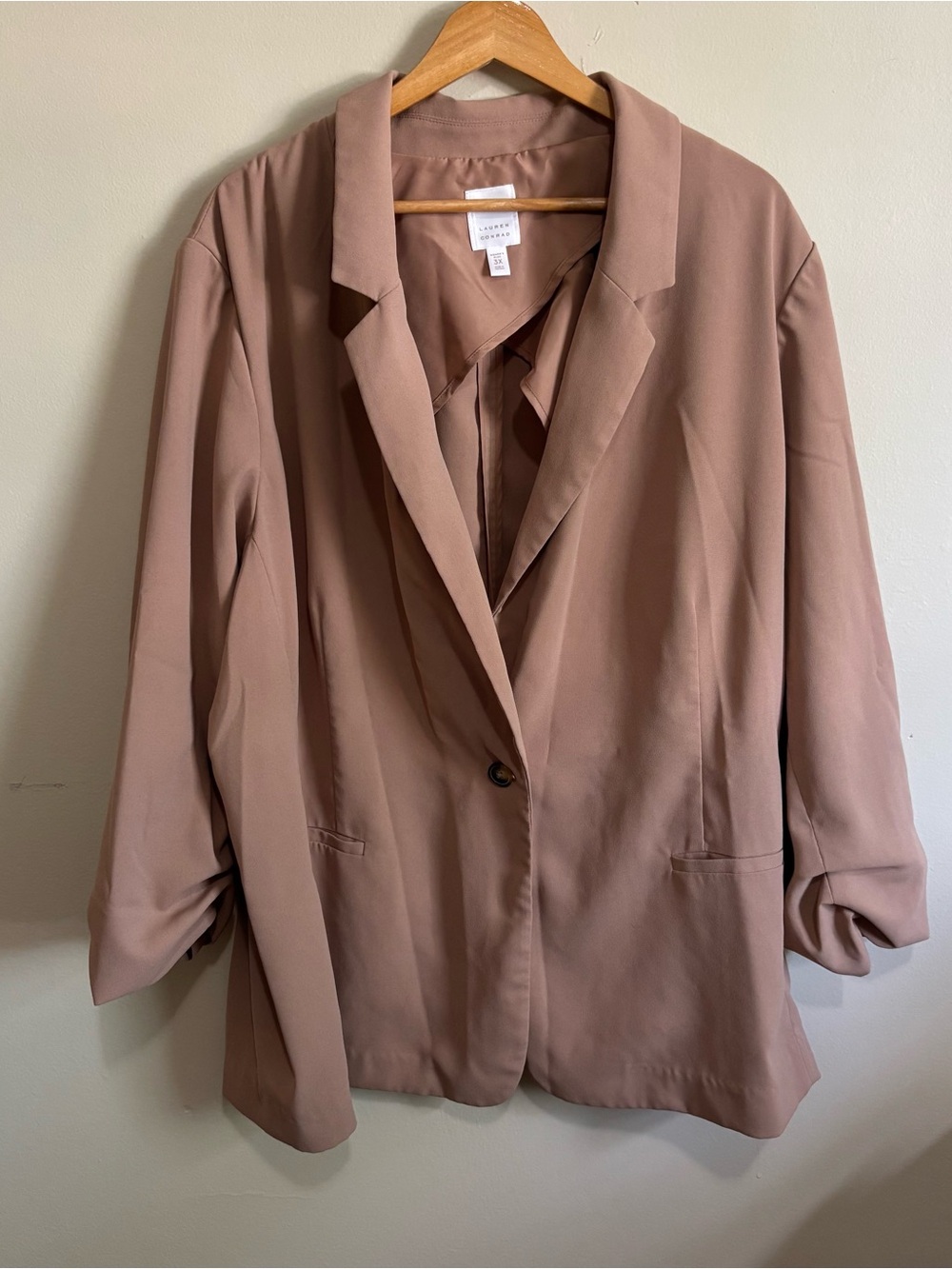 LC Lauren Conrad Beige Single Button 3/4 Sleeve Blazer Women’s Plus 3X